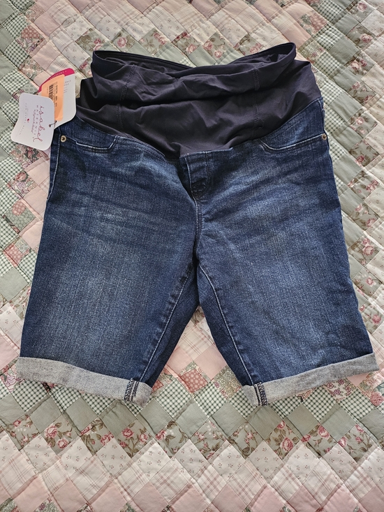Isabel Maternity by Ingrid & Isabel Pants - Isabel Maternity Bermuda Shorts- Crossover Panel Dark Wash - Size 6